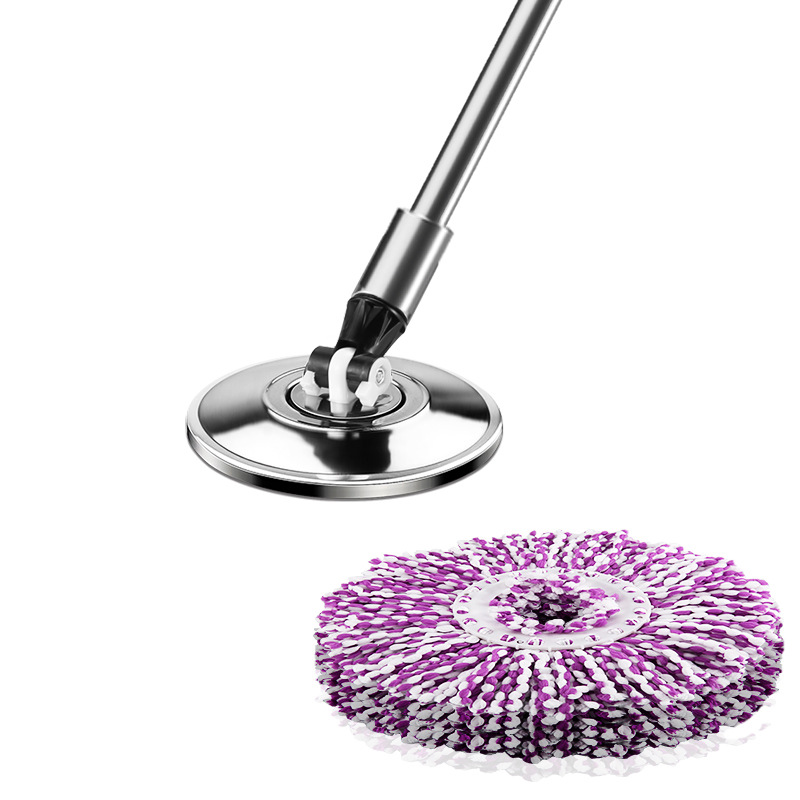 Fregona giratoria de doble uso (húmedo/seco) con cubo redondo, sistema manos libres, diseño para limpieza doméstica eficiente