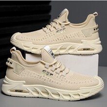 飞织男鞋夏季透气薄款网面镂空运动鞋男士舒适软底休闲旅游鞋