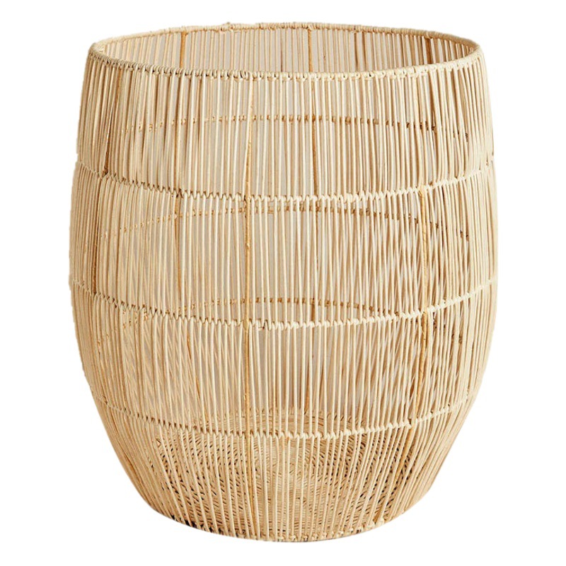 Estilo nórdico ropa sucia canasta de almacenamiento de juguete Marco de hierro canasta de ropa de ratán canasta de lavandería tejida a mano Cubo de lavandería