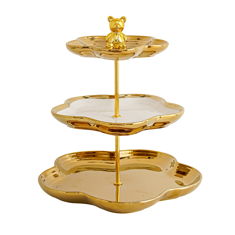 Nórdico plato de fruta de cerámica hogar sala de estar mesa de café postre pastel plato mesa de postre multi-capa pastelería bandeja de dulces estante