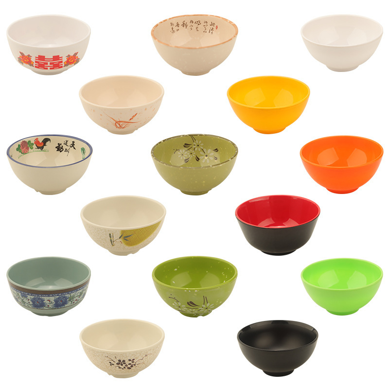 Chinese-style porcelain-like tableware melamine bowl color Bowl/Rice Bowl soup bowl sugar bowl Small Bowl/plastic bowl fast food bowl set