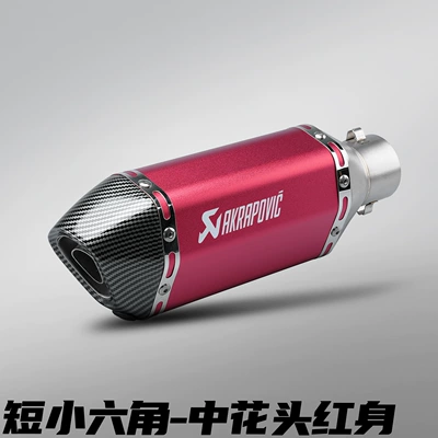 Motorcycle exhaust pipe – Section 51mm Universal - 300mm-short-style-small-hexagon-medium-flower-head-and-red-body