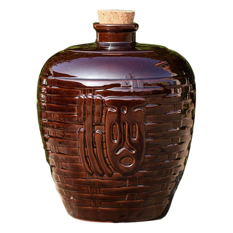 Исин винная банка 10 Цзинь бамбуковый тканый маленький рот с винным словом красная глазурь старинное красное вино белое вино керамическая винная банка