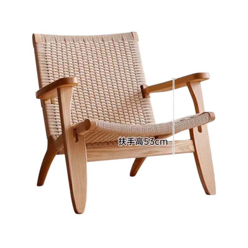 Sillas de madera sólida de cuerda trenzada sillas de balcón nórdicas sillas de ocio estilo japonés sillas de silla de casa pequeña silla de respaldo perezosa