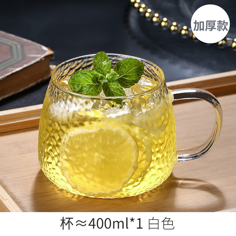 Manzana verde simple ins viento relieve taza de vidrio martillo taza de agua resistente al calor casera de agua potable mango simple taza