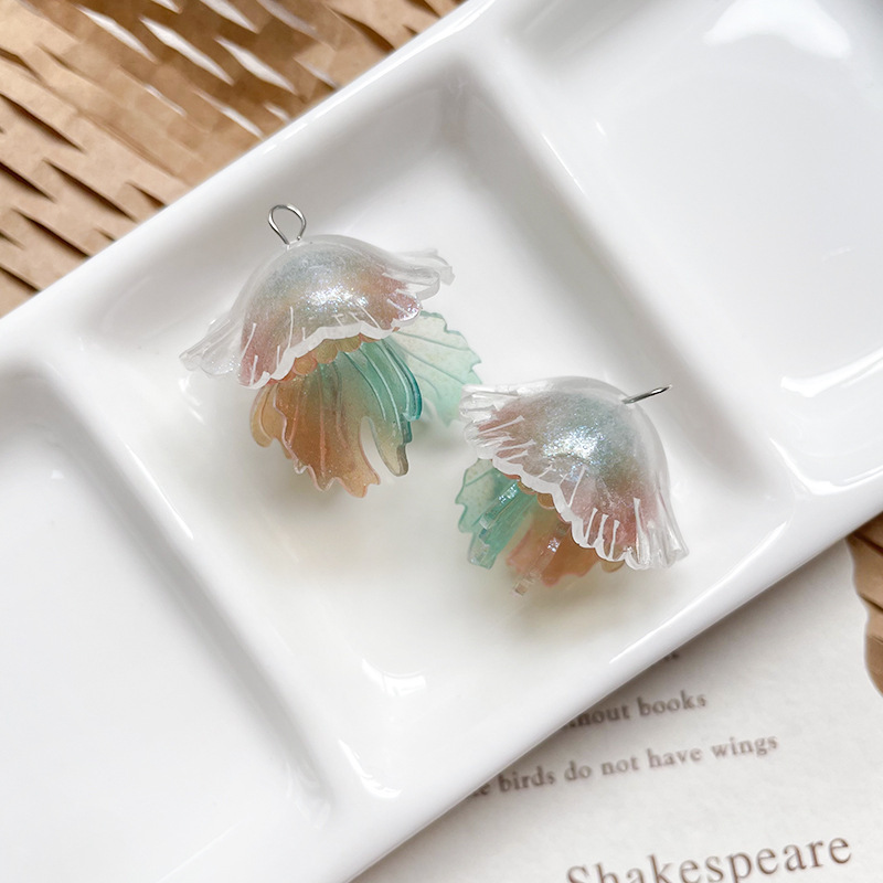 立体双层细闪拼色水母吊坠海洋生物挂件DIY手工手作挂饰吊饰配件|undefined