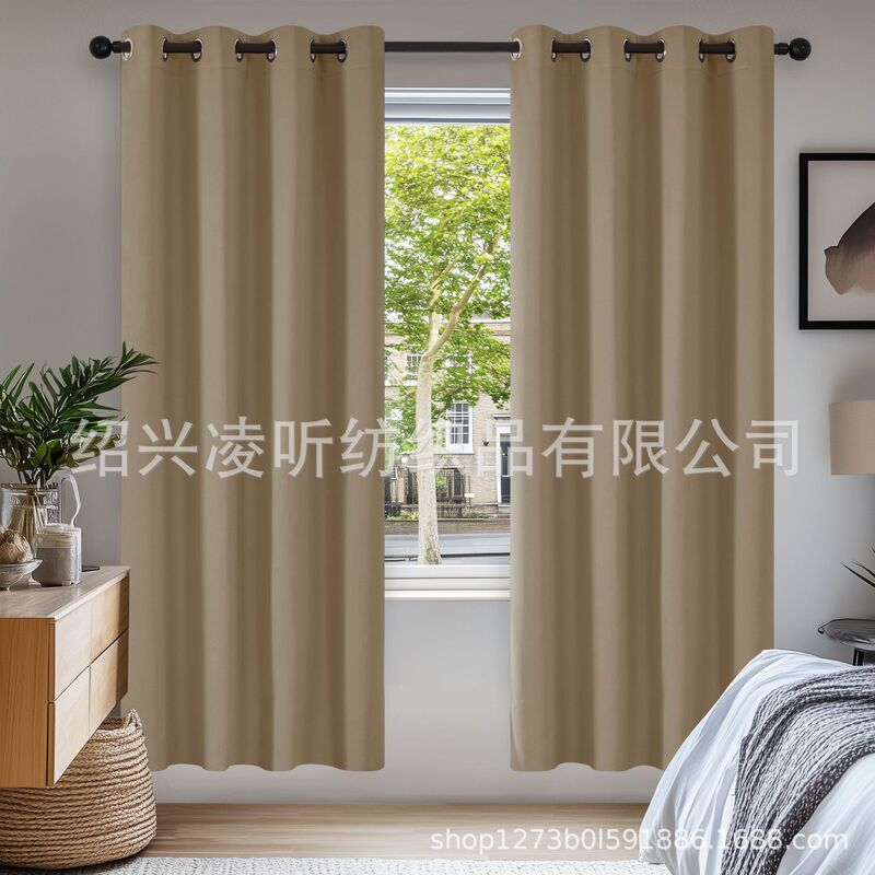 Curtains Simple High-Precision Blackout Curtain Fabric Cross-Border Foreign Trade Amazon Finished Curtains High Blackout