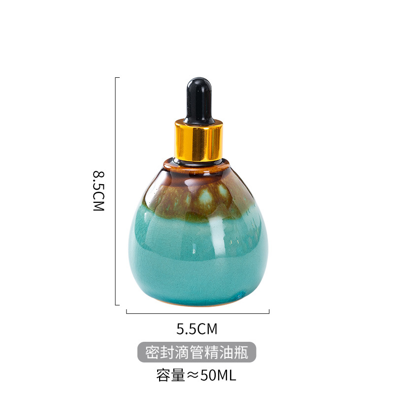 Cuentagotas de vidrio de alta calidad Esencia de aceite esencial de cerámica Cuidado de la piel botella salón de belleza spa tailandés aromaterapia spa botella de despliegue