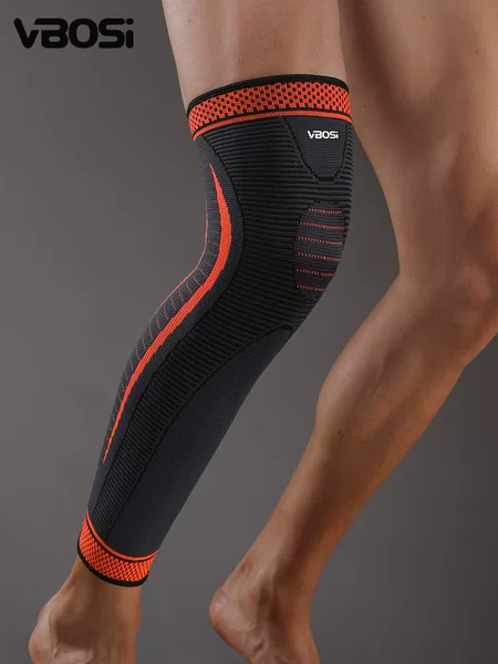 VBOSI long sports knee pads for basketball, mountaineering, cycling, outdoor sports, compression leg guards, factory wholesale