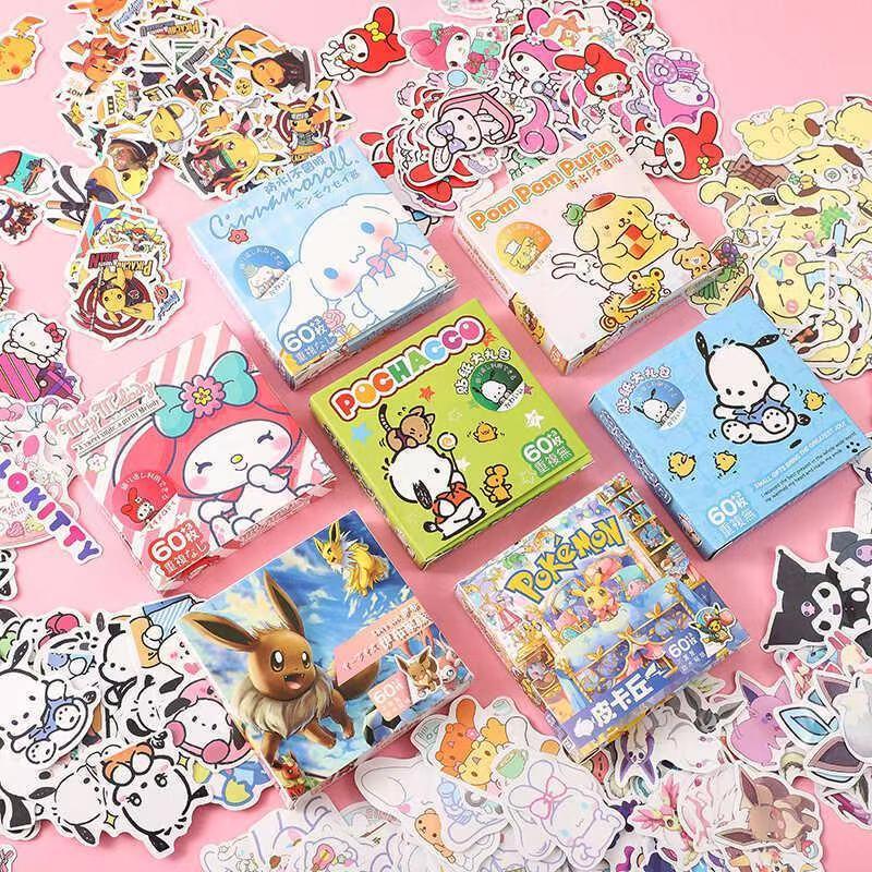 新しいサンリオ漫画ステッカークリエイティブハンドブック DIY ステッカー 63 ギフトボックススーツケース装飾 LABUBU 外国貿易|undefined
