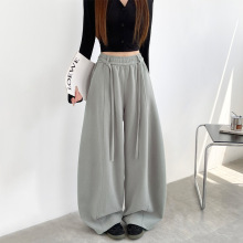 赛迪~抽绳弯刀裤女秋季2025新款高腰宽松显瘦休闲裤垂感阔腿裤子