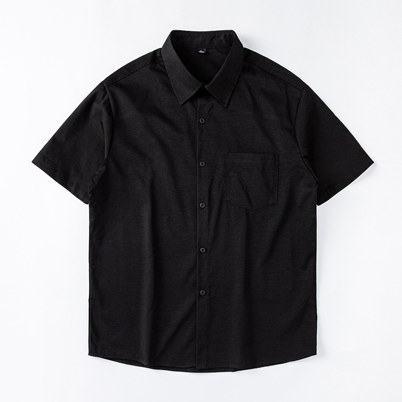 Hong Kong Style Short-Sleeved Loose Shirt, Retro Versatile Summer New Style Lapel Shirt, Fashionable Youth Casual Men's Clothing, Solid Color