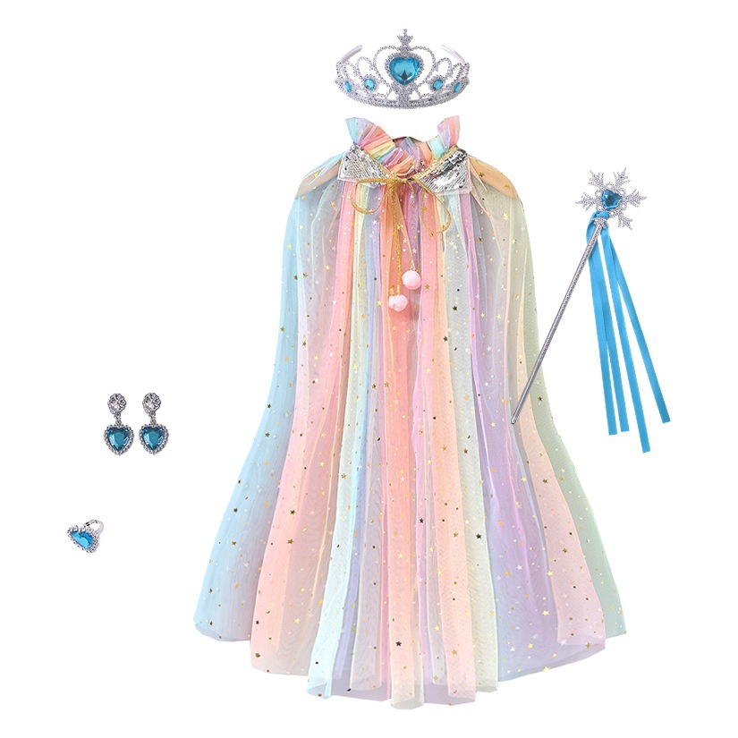 High quality children's shawl tulle outside the cloak Elsa Princess Decorative Cloak Stage Performance Dress Up Mesh