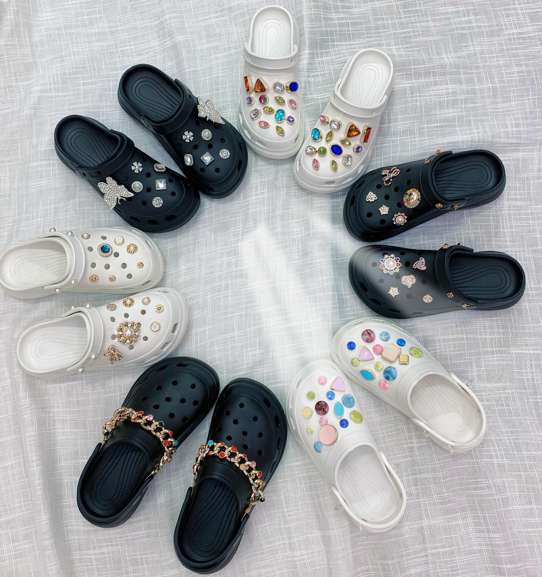 New Coros Shoes Decorative Diy Detachable Color Chain Rhinestone Bow Metal Shoe Buckle Accessories display picture 1