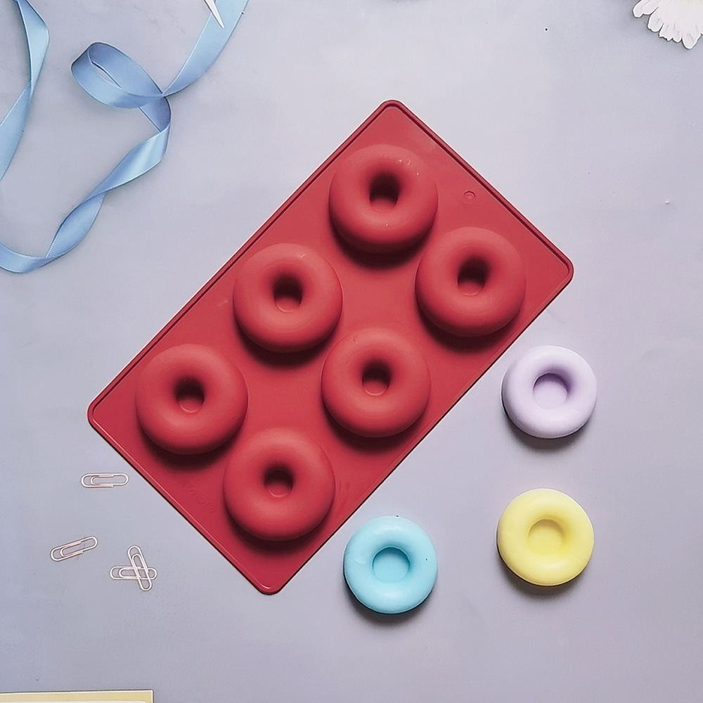 6 Donuts 609 pastel molde de silicona 3D mousse hecha a mano molde de pan de pastel de jalea