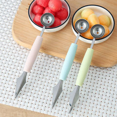 Multifunctional watermelon ice cream scooper double-headed stainless steel corrugated carving knife fruit platter hotel scooper