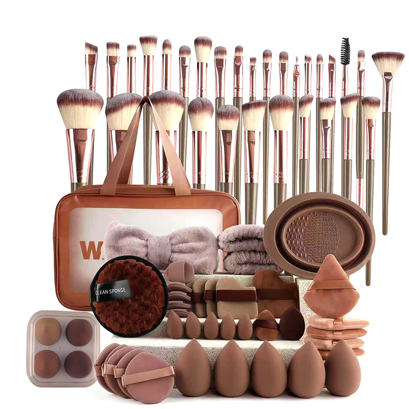 67 paquetes de café transfronterizo nuevo estilo 30 pinceles de maquillaje, borla de polvo, herramientas de belleza, gran combinación de una pieza