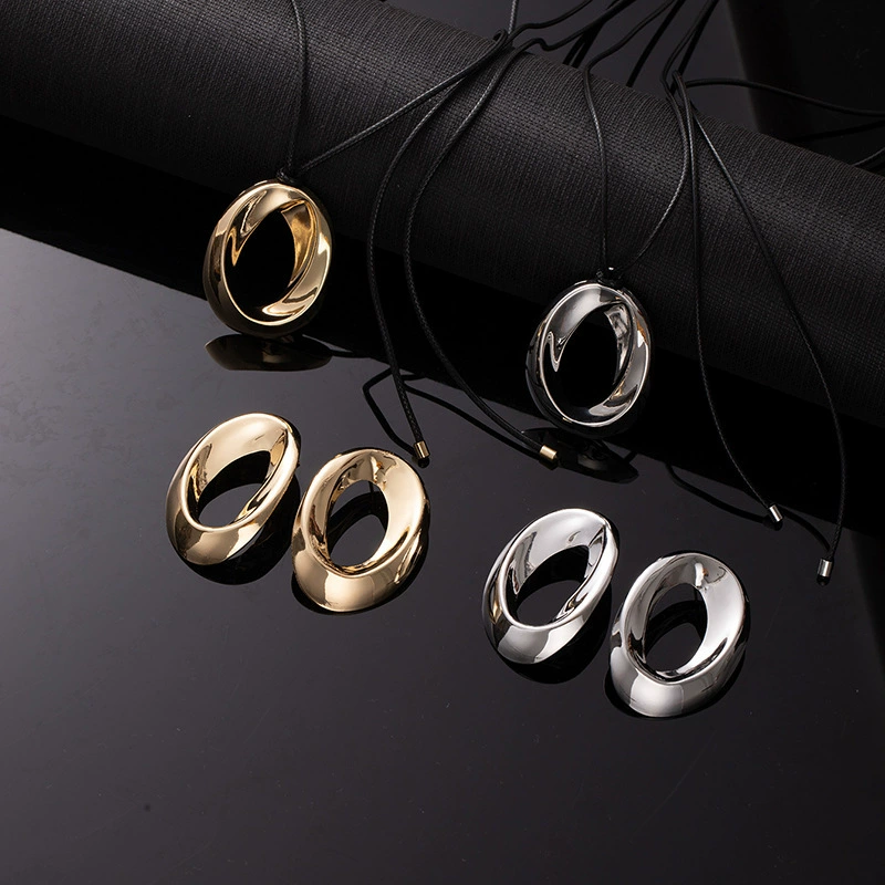 Металлические геометрические серьги в классном стиле, ожерелье, женские трансграничные легкие роскошные высококачественные серьги, цепочка для свитера, простые ювелирные изделия