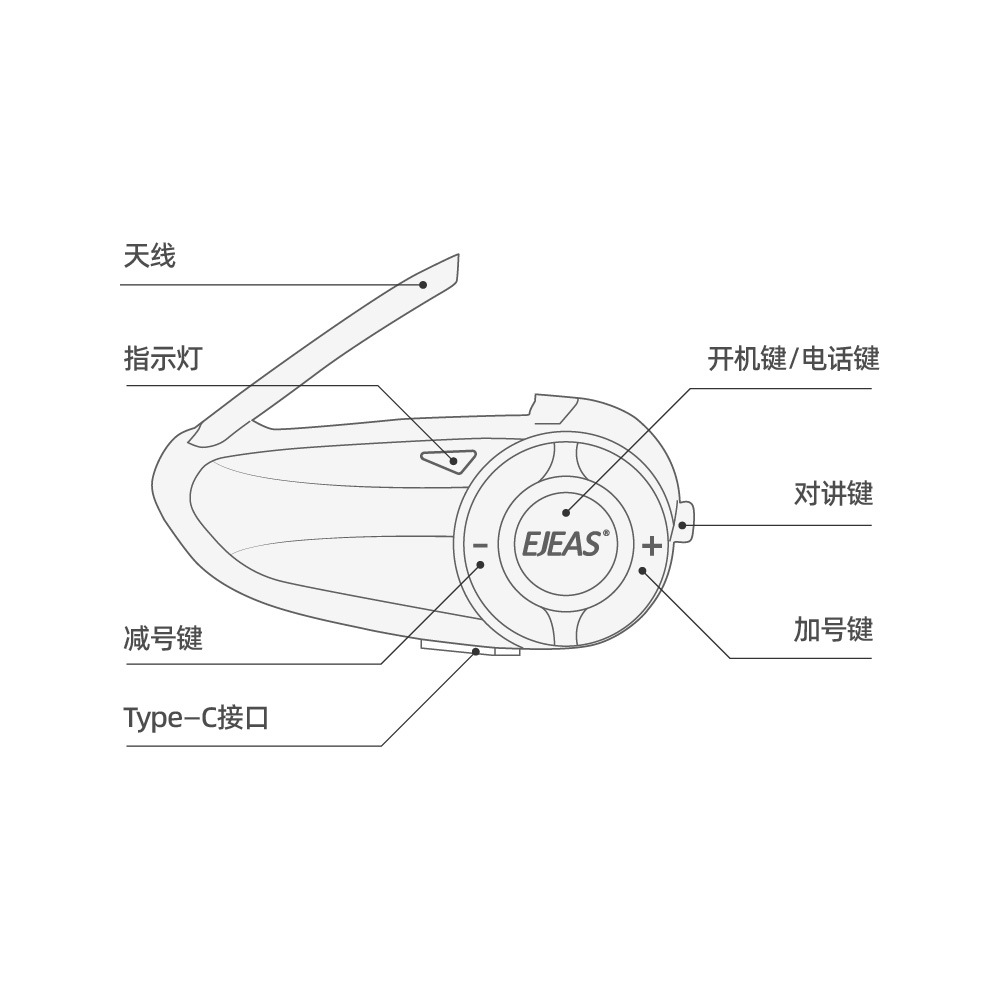 Ejeas Cross-Border Motorcycle Helmet Bluetooth Headset Export Intercom for 1000.6m People Ip67 Waterproof Q8