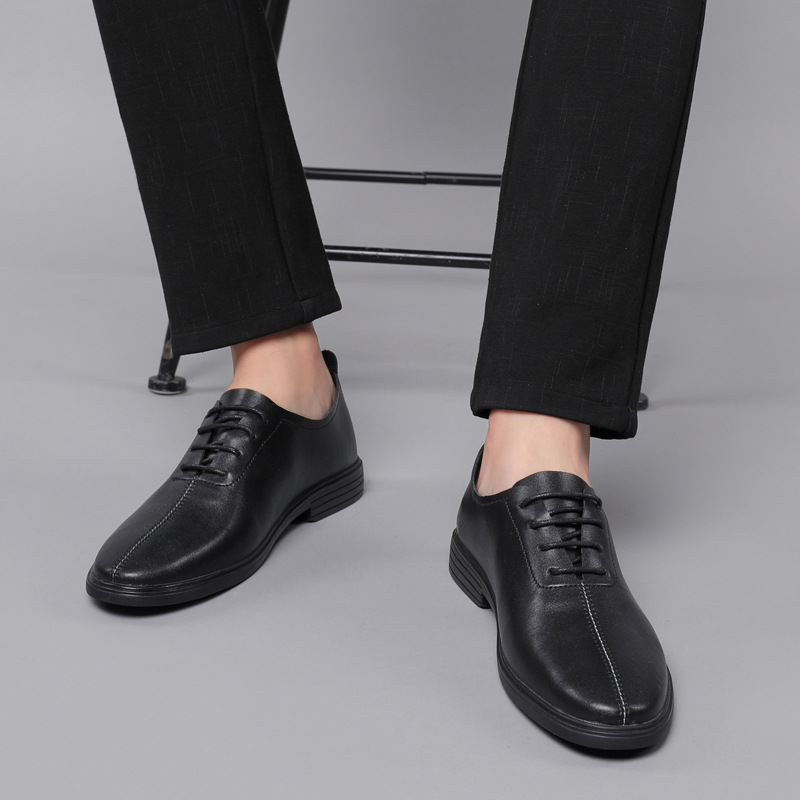 Men's Soft-soled White Formal Leather Shoes, Wind Work Men's Shoes_voghion.com