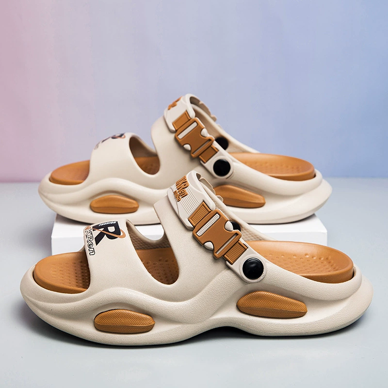 Мужские тапочки, летняя верхняя одежда, нескользящие, двойного назначения, для вождения, молодежные модные спортивные, пляжные сандалии большого размера.