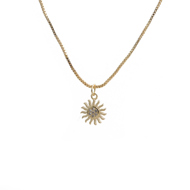 fashion simple moon star pendant gold micro-inlaid zircon necklace
