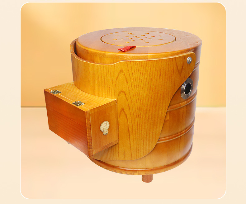 Wooden Moxibustion Chair Foldable Seated Moxa Stool with Backrest for Moxa Stick and Moxa Cone Warming Sessions in use