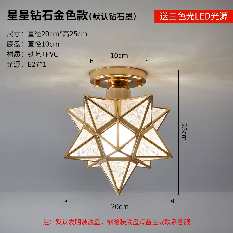 Lámpara de pasillo lámpara de pasillo balcón entrada hogar creativo Luz de lujo moderno simple cristal nórdico dormitorio lámpara de techo