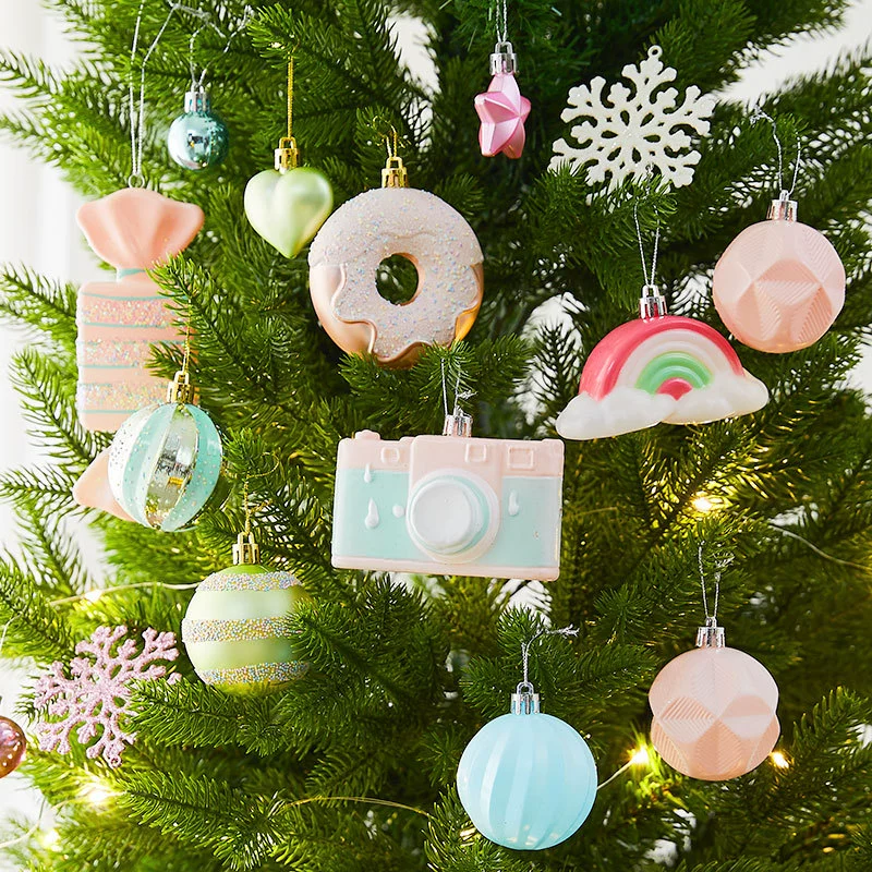 Переходная/международная Christmas шарик Creative Macaron цветной шар подвеска пончики для елки декоративная новогодняя гирлянда