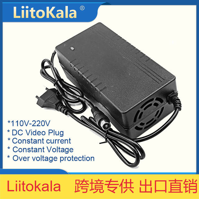 跨境专供 LiitoKala 13串 48V3A 54.6V电动车充电器  视频头