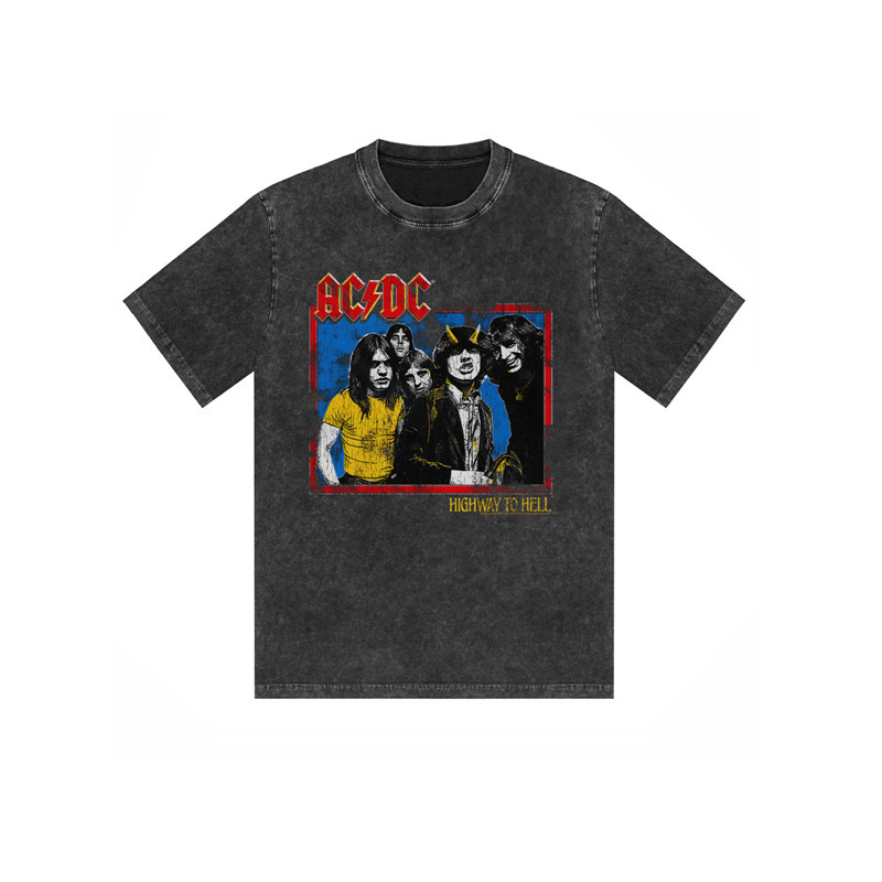 Old Acdc Retro Punk Batik Rock Band Cotton Loose Short-Sleeved Washed Men's T-Shirt Oversize Old Acdc Retro Punk Batik Rock Band Cotton Loose Short-Sleeved Washed Men's T-Shirt Oversize