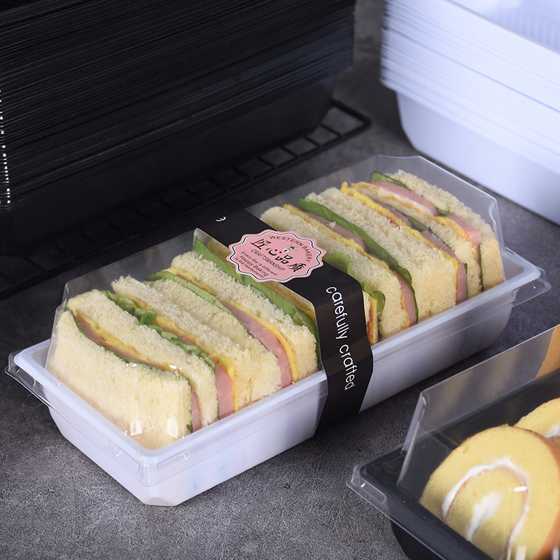 Sandwich Swiss roll puff caja transparente caja de mousse de hornear caja de embalaje de rollo de torta desechable
