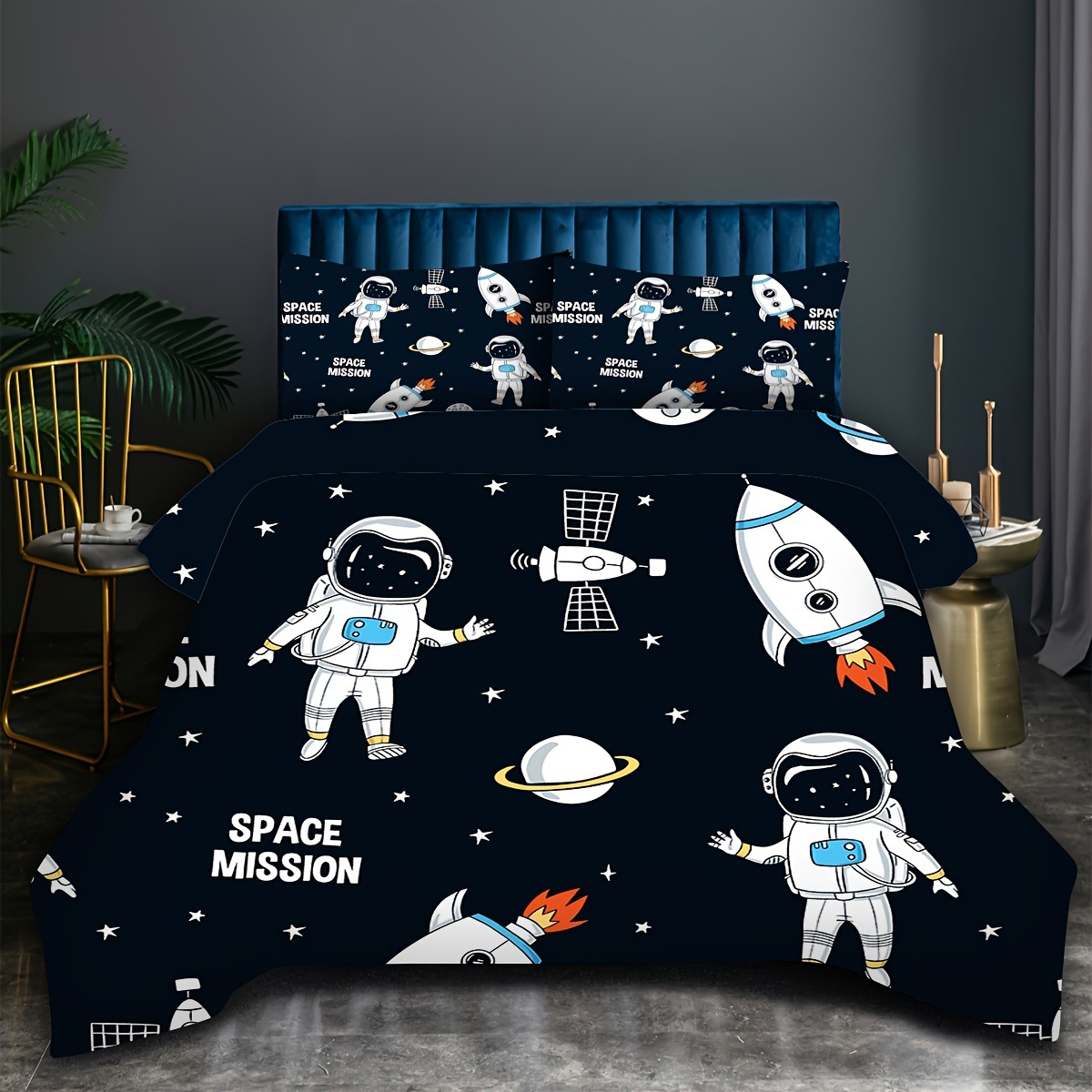 Transfronterizo textil doméstico astronauta suave impresión digital abrasión quilt kit fuente soporte de fábrica TEMU / JIT