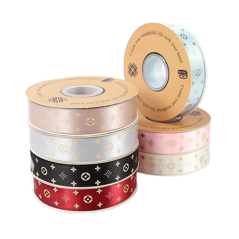 Cinta de poliéster dorado Louis trébol flor pastel ramo caja de regalo embalaje cinta postre cinta