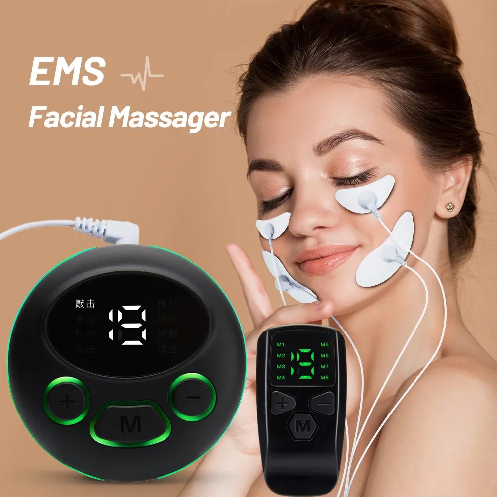 Nuevo masajeador facial EMS pulso de baja frecuencia instrumento de belleza en forma de media luna cara en forma de V eliminación de arrugas estimulador muscular facial
