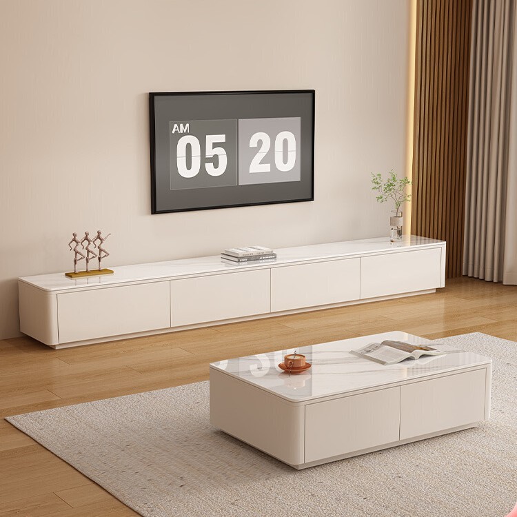 Slate Tv Cabinet Living Room Home Modern Simple Small Apartment New Floor-Standing Solid Wood Coffee Table Tv Cabinet Combination