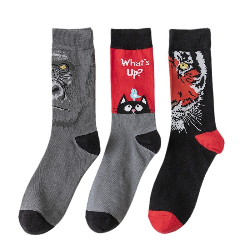 Trendy Cotton Mid-calf Crew Socks With Fruit And Animal Pattern_voghion.com