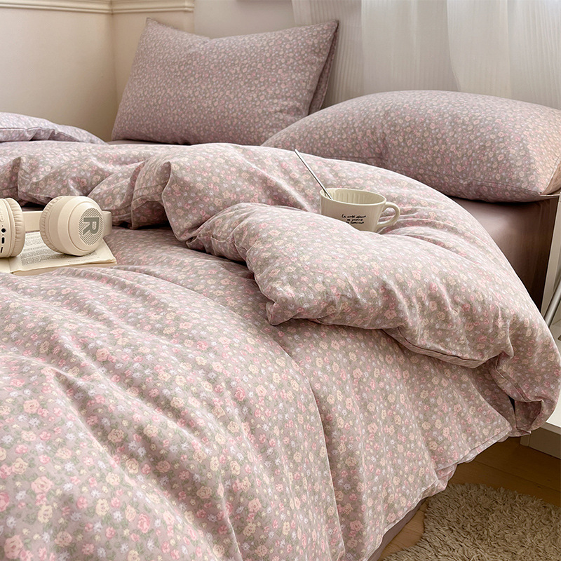 Cama de algodón de hilo de doble capa de cuatro piezas 100 algodón 2025 nuevo estilo funda de edredón sábana ropa de cama individual de tres piezas