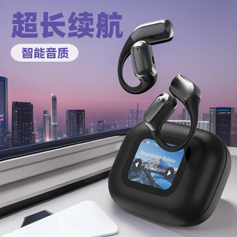 Ventas transfronterizas calientes AI traducción A16 pantalla de color inteligente ows auriculares Bluetooth no cuelgan auriculares super fábrica