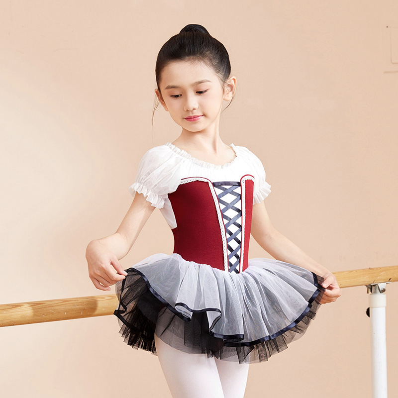 Ropa de baile para niños, falda de práctica de ballet, falda de princesa linda y versátil, falda tutú de estilo coreano, ropa de actuación corporal de baile