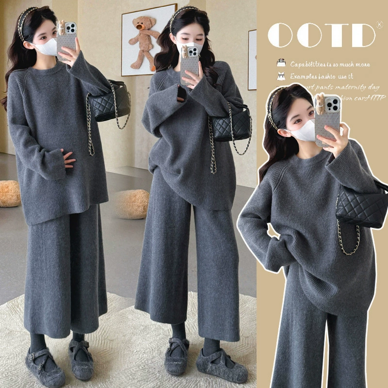 Sweater for pregnant, trousers for leisure, set, oversize