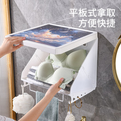 浴室壁画折りたたみ収納ラックプラスチック壁掛け防水浴室壁掛けパンチフリー衣類収納ボックス