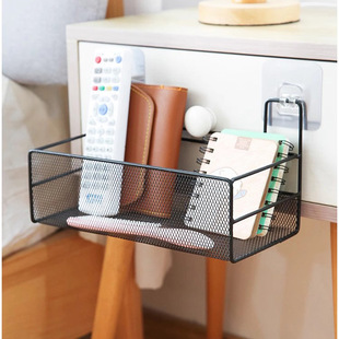 Bathroom Self-adhesive Storage Rack Wall Hanging Punch-free Toilet Hanging Rack Wash Table Dormitory Iron Mesh Storage Hanging Basket