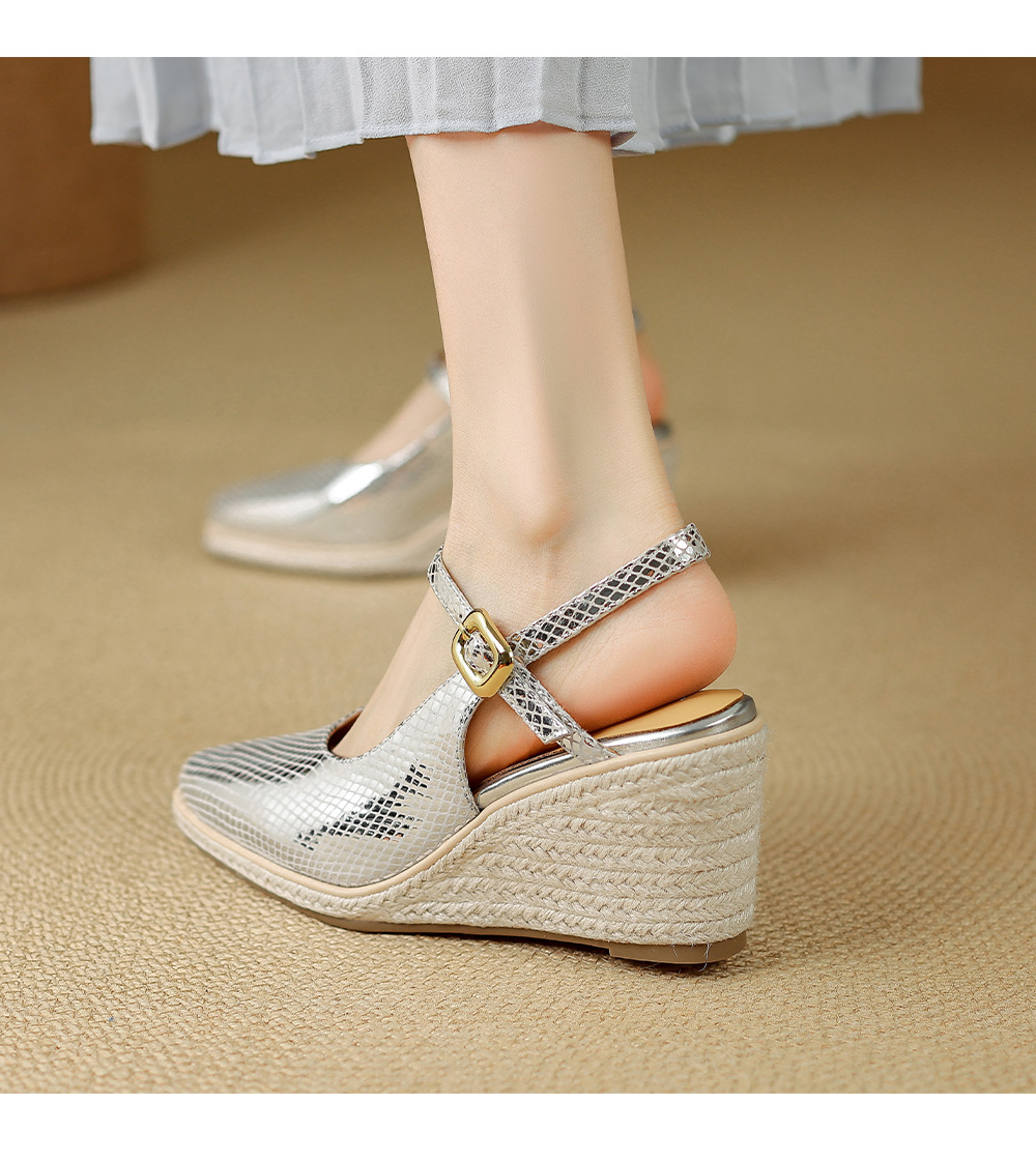 Sandal cao gót nữ mũi nhọn quai ngang đế xuồng gót 9 cm — màu vàng, bạc chi tiết 10