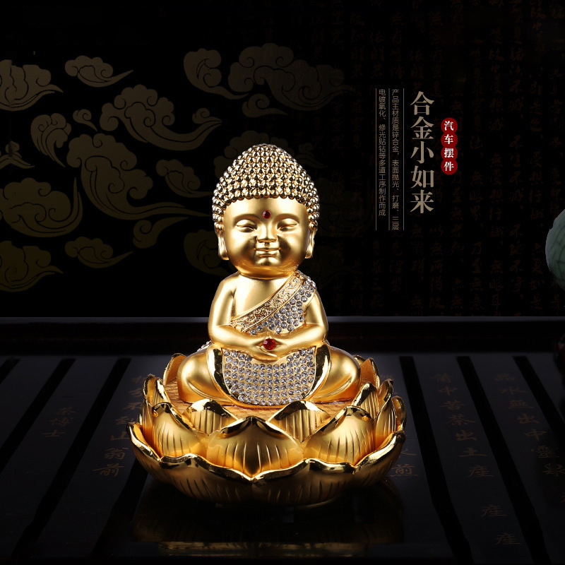 車內飾品擺件 彌勒佛保平安合金香水座車飾品 車載中控台汽車擺件
