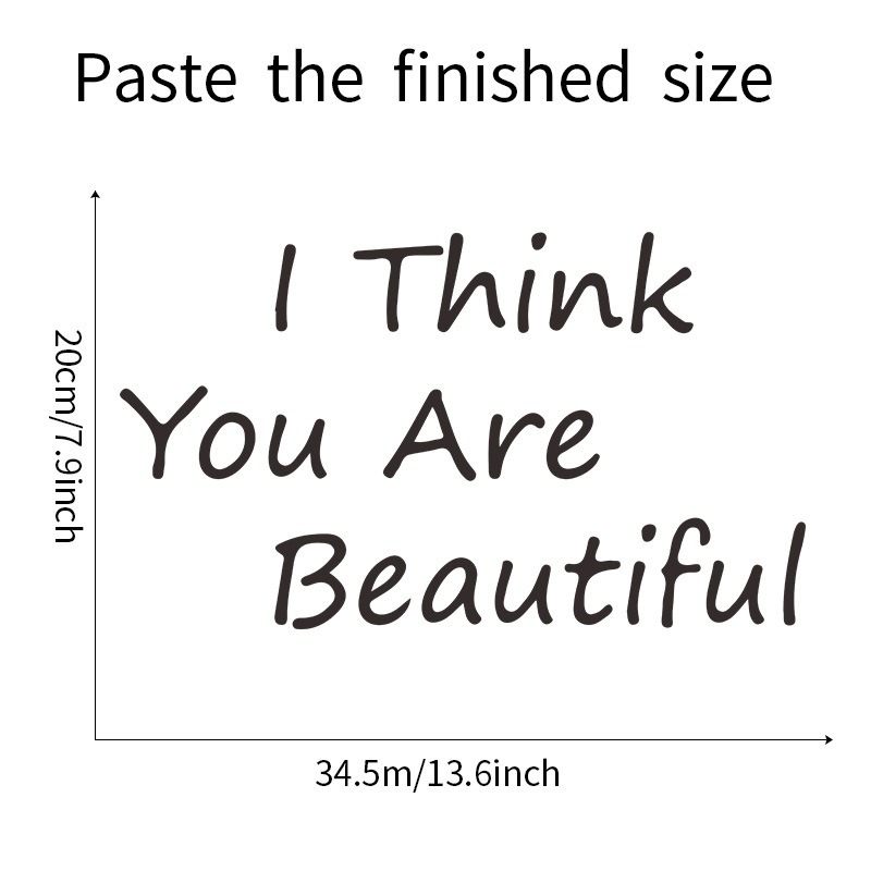 Simple Letter I Think You Are Beautiful Wall Sticker display picture 1