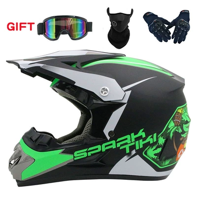 Motosiklet kaskı (dəbilqə) — and women riding electric car - matte-green-ghost-head-goggles-mask-black-gloves-s