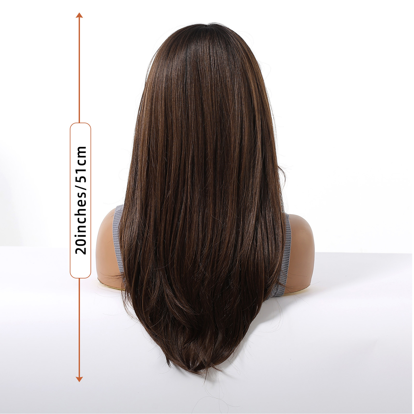 13*6 peluca de encaje de área grande, capa de viento perezoso diario, degradado, marrón oscuro, cabello medio largo, cubierta de fibra química completa