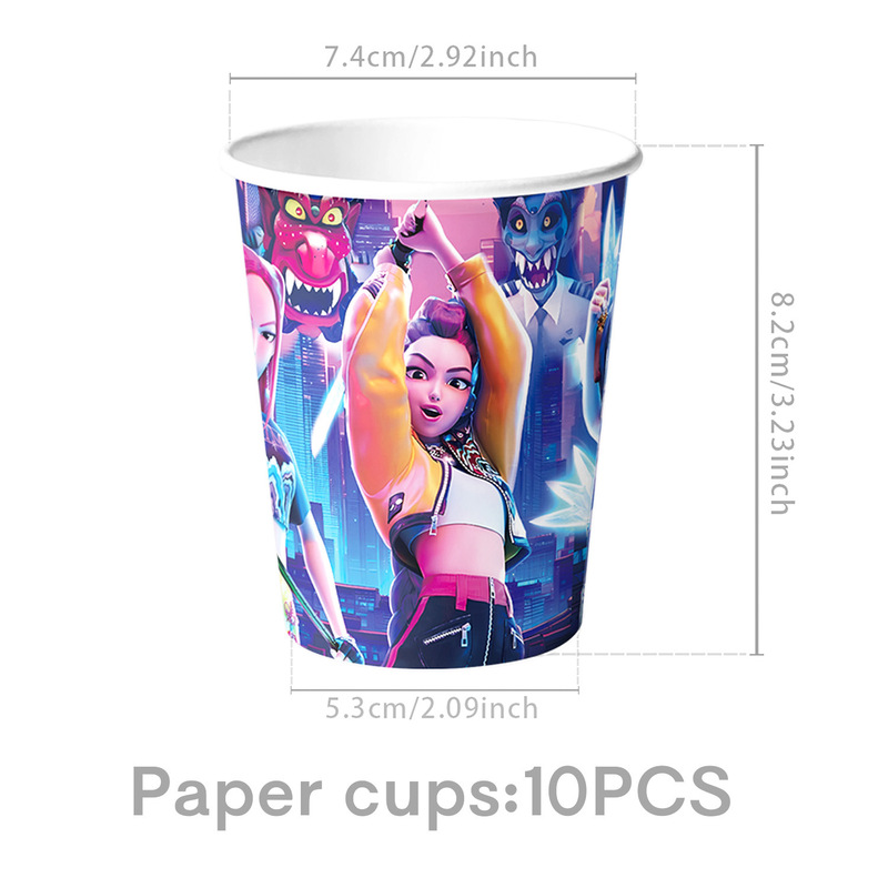 K-POP蓝色猎魔女团主题餐具纸盘纸杯桌布拉旗生日派对布置用品|undefined