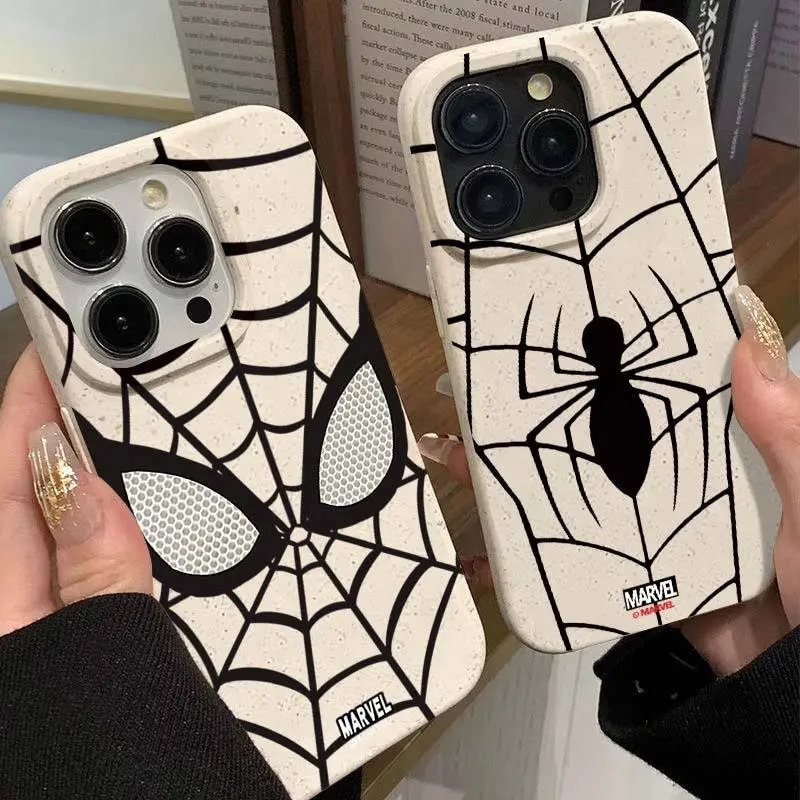 Fashion brand Spider-Man Apple 14promax phone case iPhone15 silicone 13 large hole 12 wheat shell 11 soft xr
